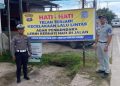 Jasa Raharja Kutai Timur dan Satlantas Polres Kutim Pasang Spanduk Imbauan