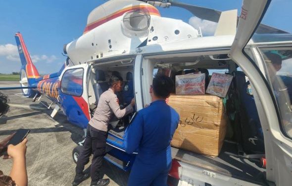 Helikopter Polri Pastikan 348 Kg Bantuan Sampai ke Aceh Tamiang